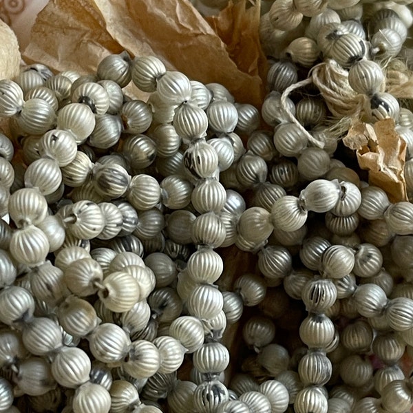Perles de verre mercure, nervurées, 5 mm, 15 pièces, antiques