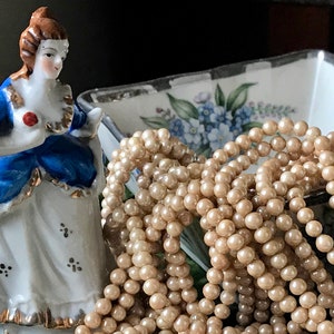 Vintage Cherry Brand Glass Beige Satin AB 5mm Baroque Beads, Miriam Haskell