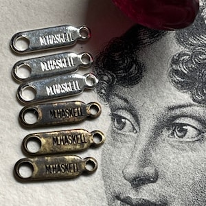 Miriam Haskell Signed Connector Tags, Vintage, Never Used, 2pcs, 3/8&quot;, 10x3mm