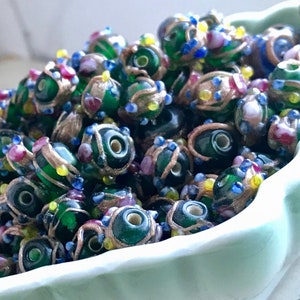 Vintage Wedding Cake Beads, emerald