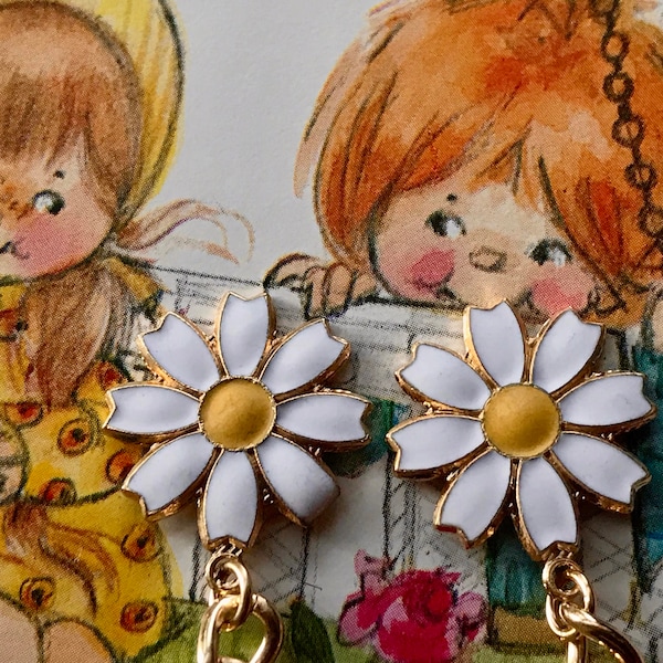 Twins Bracelets, Sarah coventry Bracelet, Daisy Bracelet, Daisies Bracelets, Vintage Bracelet, Enameled Daisy, Girl, Gift For Twins, #G115