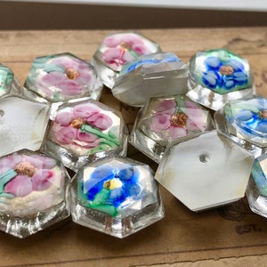 Vintage Paperweight Cabochons, Lampwork Cabochons, Paperweight buttons, Czech Glass Cabochons, Czech Buttons, Flower Cabochons, Floral #Box