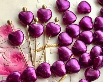 Vintage Ultra Violet Heart Beads