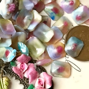 cabochons français vintage, cabochons octogonaux en verre, cabochons arc-en-ciel, fabrication française tyedye, tie-dye