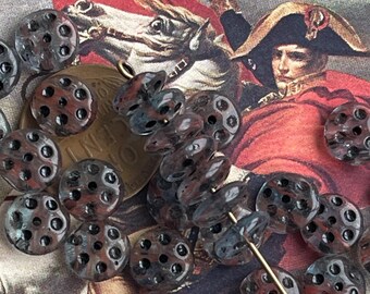 Cuentas espaciadoras de vidrio raras, cuentas medievales, cuentas de castillo castelcore, cuentas de vidrio vintage, cuentas con hoyuelos, cuentas de vidrio artístico, cuentas azules de Montana