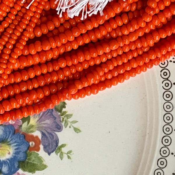 Vintage Glass Czech Charlotte cut, opaque orange beads, Glass Beads, 3mm Seed Beads, Rocaille, 250pcs