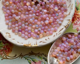 20 Vintage Harlequin stones, 3mm harlequin, Glass Fire Opal stones, pink opal Stones, Shabby chic, Cottage chic stones, Pink Stones, #B157