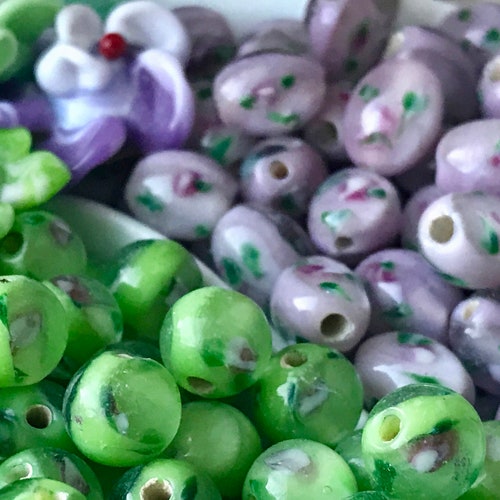 Art Glass Beads Flower Glass Beads Flowers Rose 6mm Round Etsy