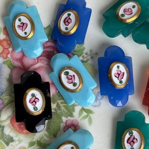 Vintage Glass Flower Cabochon, Enamel Cabochon, Rose Cabochon, Floral Cabochon, Rare Cabochon, Opaque cabochons, Art Glass Beads, Artsy Cabs