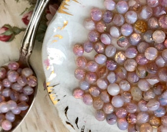 20 Vintage Harlequin stones, Glass silver Opal stones, 5mm harlequin, pink opal Stones, Shabby chic, SS18, stones, Pink Stones, #B154