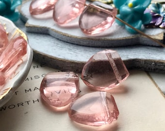 Vintage Glass Pink Drops, Pink Crystal Beads, Pink Teardrops, vintagerosefindings, Shabby Chic Drops, Rare beads, victorian beads, #B264C