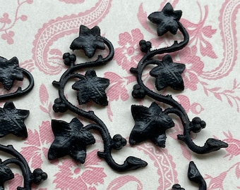 Miriam Haskell brass Stamping, 1 3/4" x 1,  VINTAGE, floral motif, 2pcs, Castlecore jewelry components