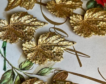 Miriam Haskell Connectors, Gilt Leaf, Gold plated, 32x19, Castlecore Jewelry, Glitter Gold Brass