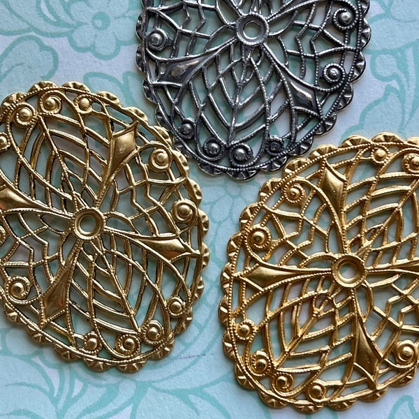 Vintage Filigree Connector Stamping, Miriam Haskell,  gold plated
