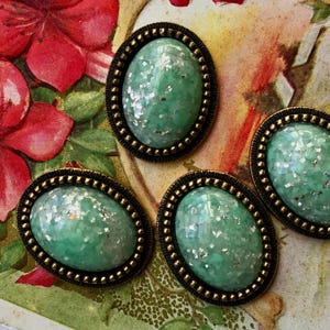 Vintage Glitter Cabochons, sparkle Cabochons,  Green fire foil , Vintage 18x13mm Cabochons, Castlecore, antique brass ox, Sparkly cabochon