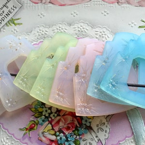Vintage Glass Frame Beads, Shabby Chic Glass Frames, Japan Beads, Pastel Glass Jewelry Findings, Glass Connectors, Pressed Glass, image 1