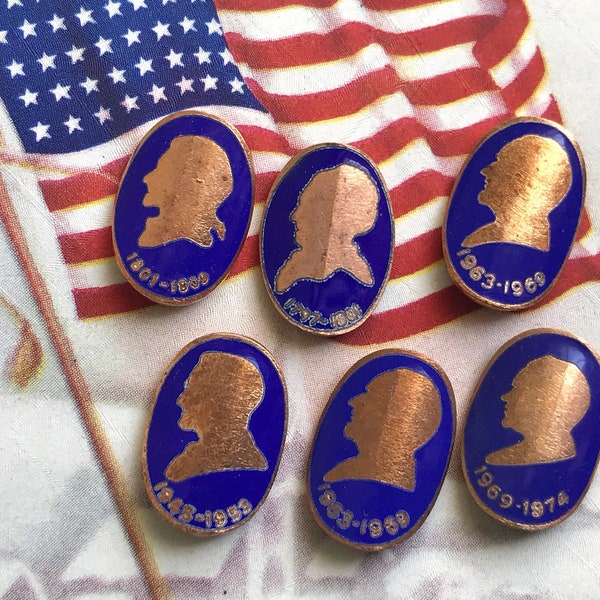 1 Enamel President Emblem, Thomas Jefferson, Lyndon Johnson, John Adams, Richard Nixon, Harry Truman