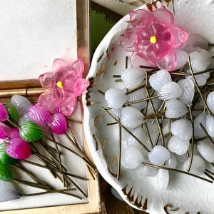 Vintage Glass Heart Headpins, #750A