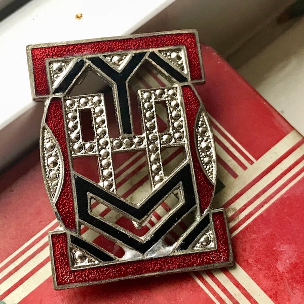 Vintage Enamel Pendant, Art Deco Findings, Marcasite, Enameled Findings, enamel metal findings, Deco jewelry, vintagerosefindings, #B273A