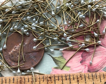 Miriam Haskell Headpins, Vintage Light green Headpins, Tiny Headpins, Wire headpins, Tiara accessories, Vintagerosefindings