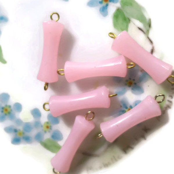 Shabby chic connectors, Vintage Lucite Connectors,Pink Tube,Brass Loops Chic Loops