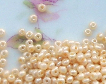 Vintage Glass Beads Bulk Cream 2mm Tiny Mini Small NOS Shabby Cottage Chic Seed. #219