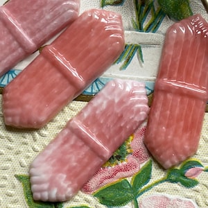 Vintage Art Deco Cabochons, 2pcs, 31x11, Glass, Pink