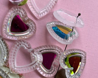Vintage Crystal heart pendant, 23mm, 1 pc