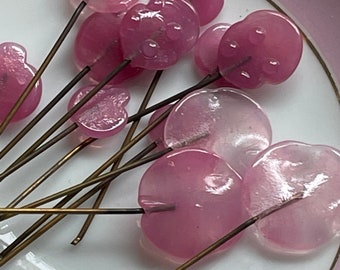 Vintage Miriam Haskell Light Green Glass Headpins - Tiny Rhinestone Findings, Made In Japan #1707A