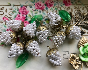 Vintage Pearl Grape Cluster Charms – Filigree Earring Parts