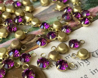 Vintage Swarovski Drops, Rhinestone Drops, Amethyst Drops, Glass Drops