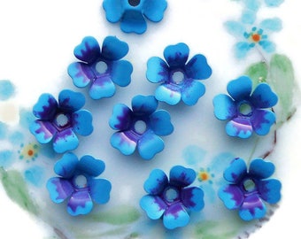 Vintage Enamel Flower Beads,Forget Me Nots beads