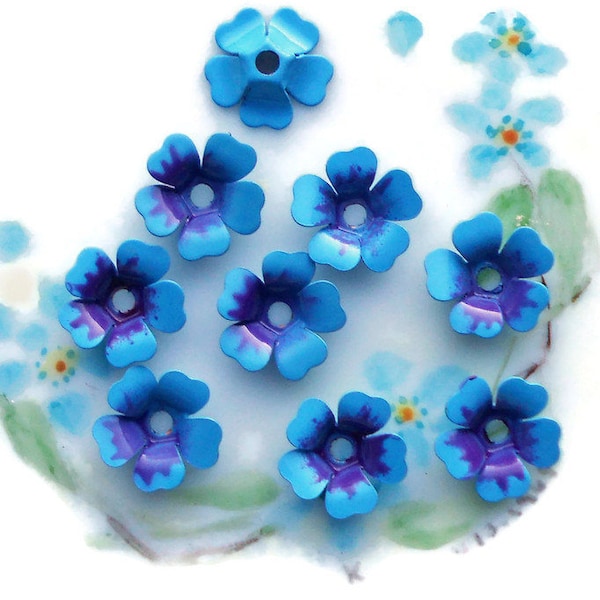 Vintage Enamel Flower Beads,Forget Me Nots beads