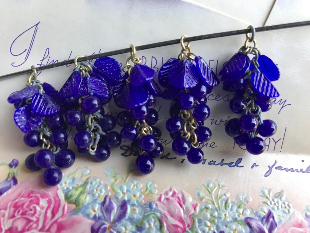 Vintage Glass Grape Charms - Grape Cluster Charms - Grape Pendants ...