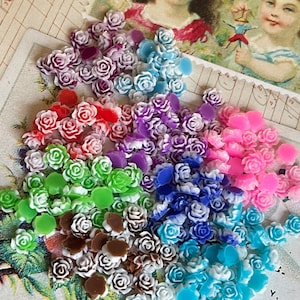 Tiny Rose Cabochons, 3D rose beads, 10pcs, 5mm itty bitty flowers, rose cabochons, colorful flower cabochons, dolled up, Cottagecore