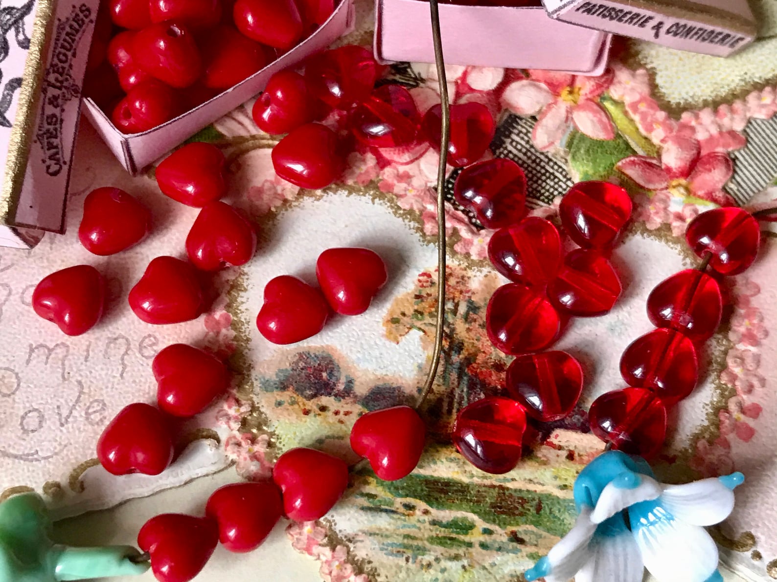 Vintage Heart Beads Ruby Red Hearts Glass Heart Beads Czech Etsy