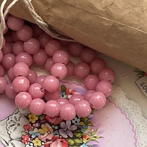 Czech pink beads, vintage, 9mm, 12pcs
