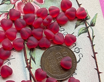 Ruby Heart Beads, 6mm, 10pcs