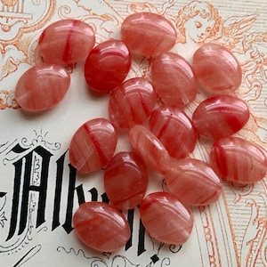 Lentil Beads, Glass Orange beads, Vintage, 9x12