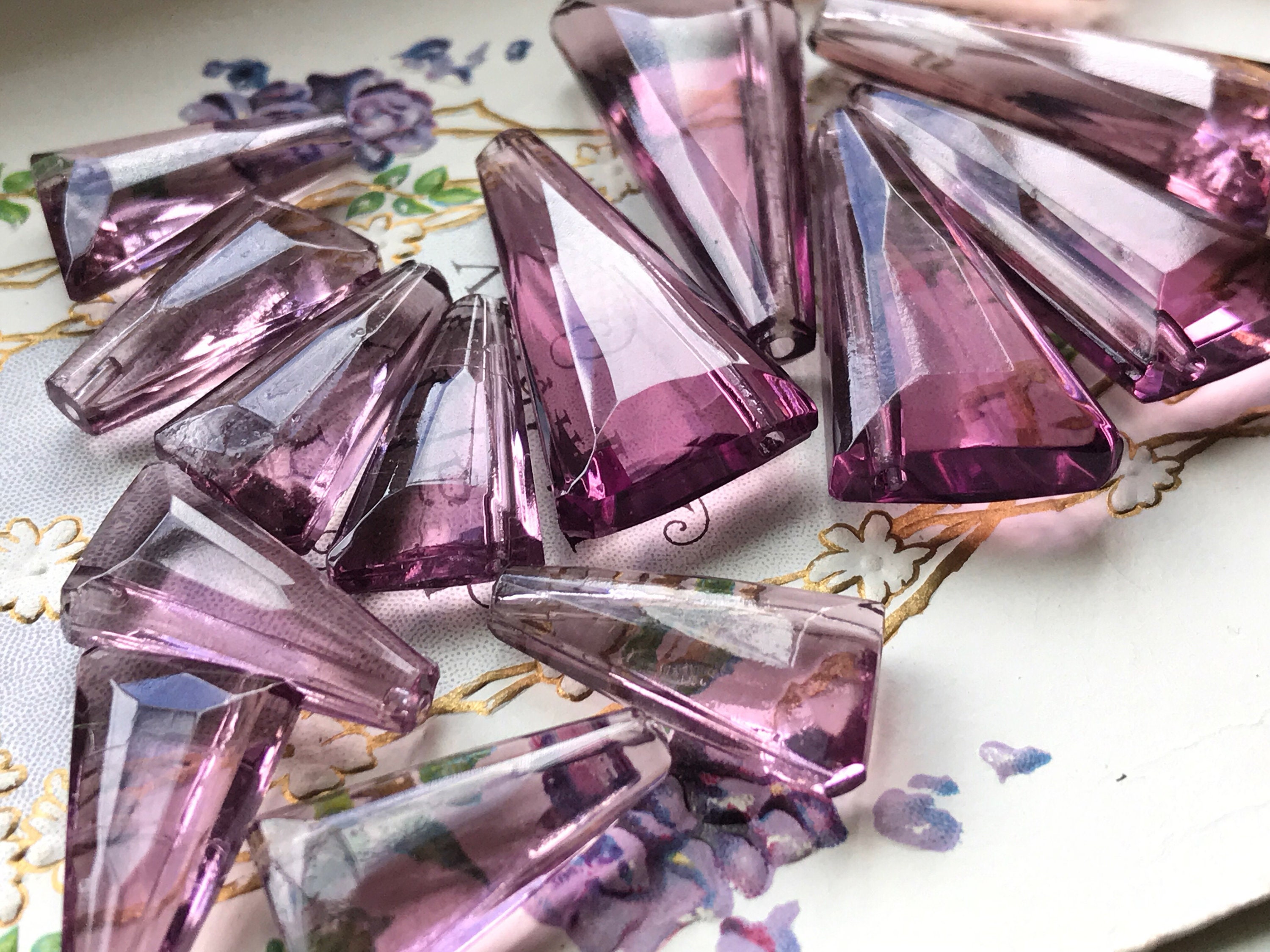 Triangular Blue Diamonds Vintage Triangle Glass Beads, Blue Diamond Cut Triangular 842A - Etsy