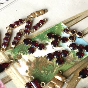 Swarovski Connectors, Garnet stones connectors, Red Rhinestone Connectors, Ruby, Garnet Red Connectors, Vintagerosefindings immagine 5