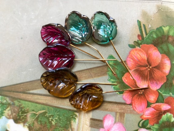 vintage Murano art glass flowers, flower petals and leaves w/ wire