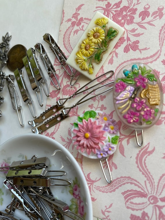 Vintage French Hair Barrettes Lot Amazon.com : 4 Packs Vintage Gem Decorative Hair Barrettes  main image 4