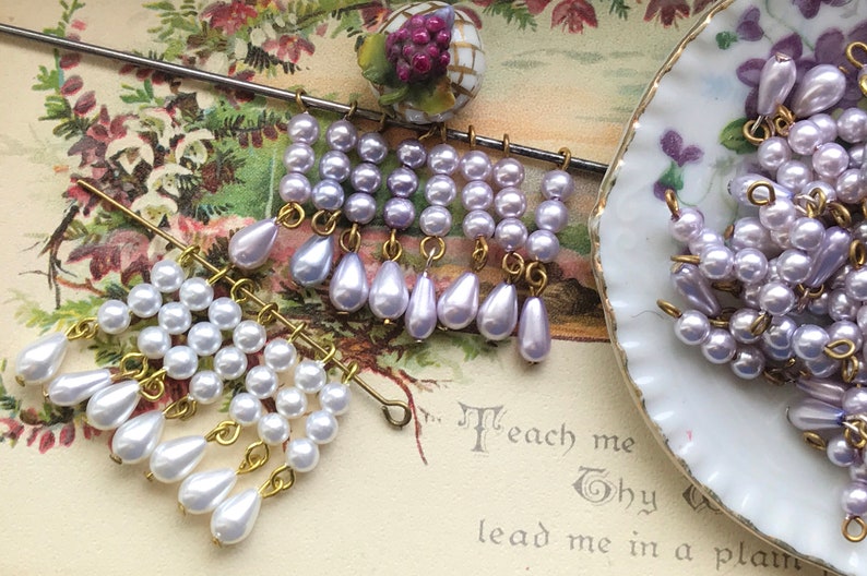 Lavender Vintage pearl drops charms Beads Drops pearl Etsy