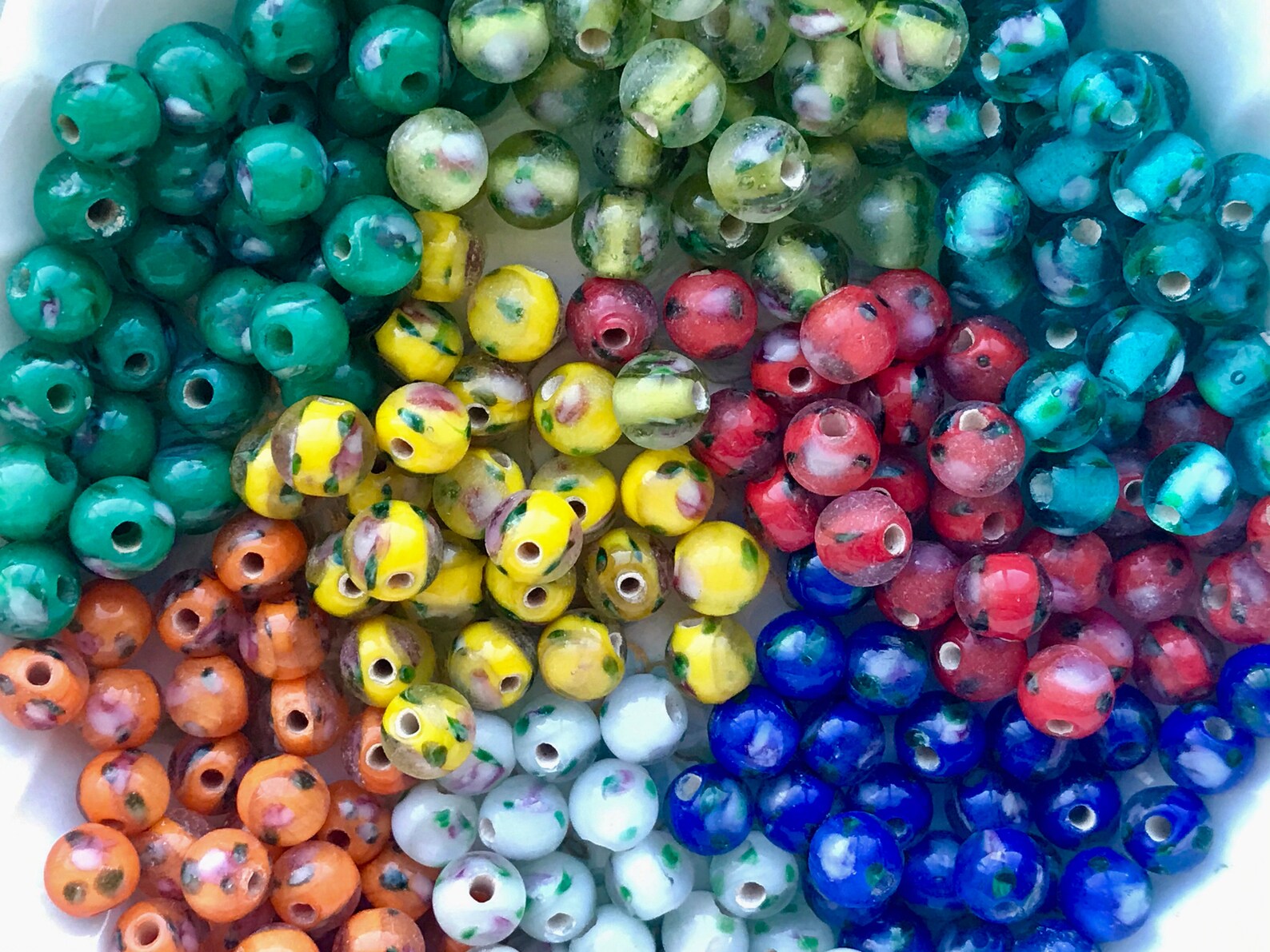 Art Glass Beads Flower Glass Beads Flowers Rose 6mm Round Etsy