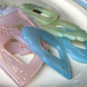 Vintage Glass Frame Beads, Shabby Chic Glass Frames, Japan Beads, Pastel Glass Jewelry Findings, Glass Connectors, Pressed Glass, image 3