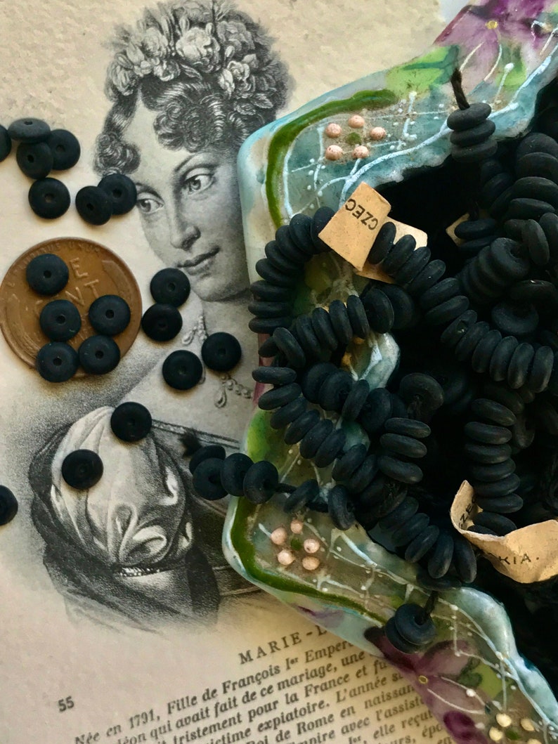 Antique Matte Black Spacer Beads, 15pcs image 1