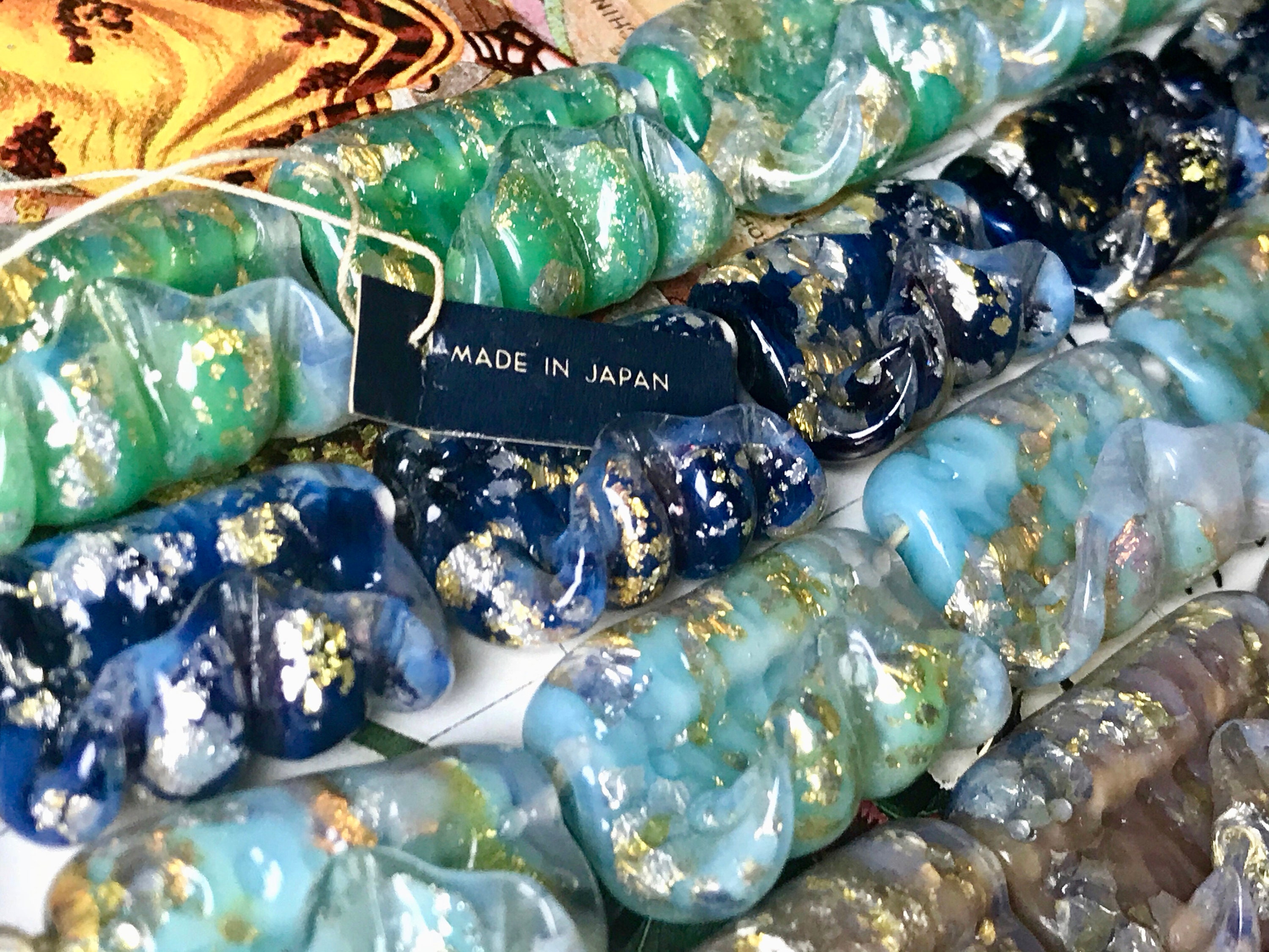 Vintage Focal Beads, Curled Beads, Pendant Beads, Wave beads, Japanes…
