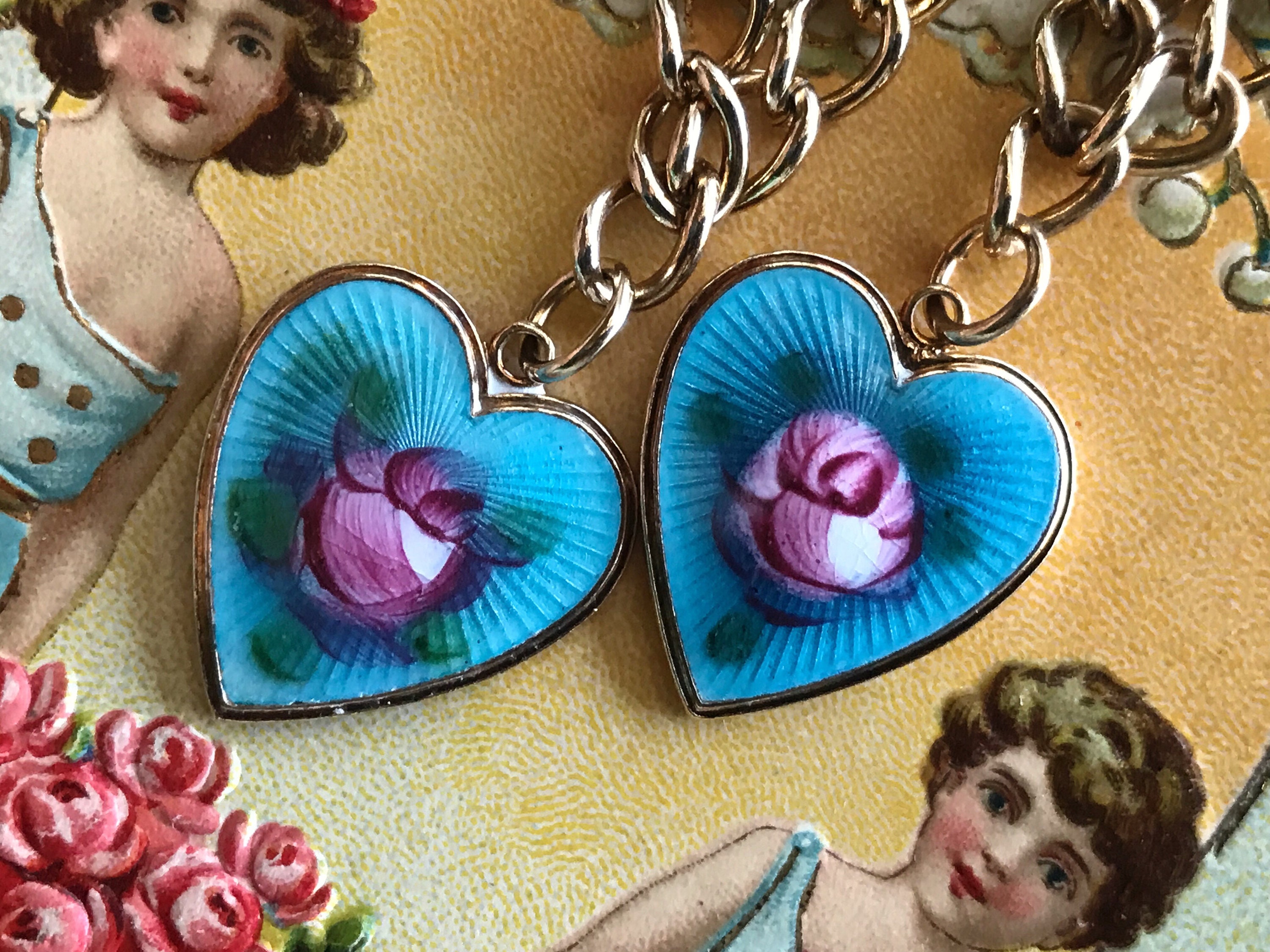 Grande Broche Bijou Vintage Signée SARAH COV - Couleur Or Avec Cabochon Rose - Occasion