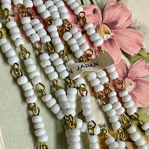 White Beaded Chain, Vintage, 18&quot;, Made in Japan